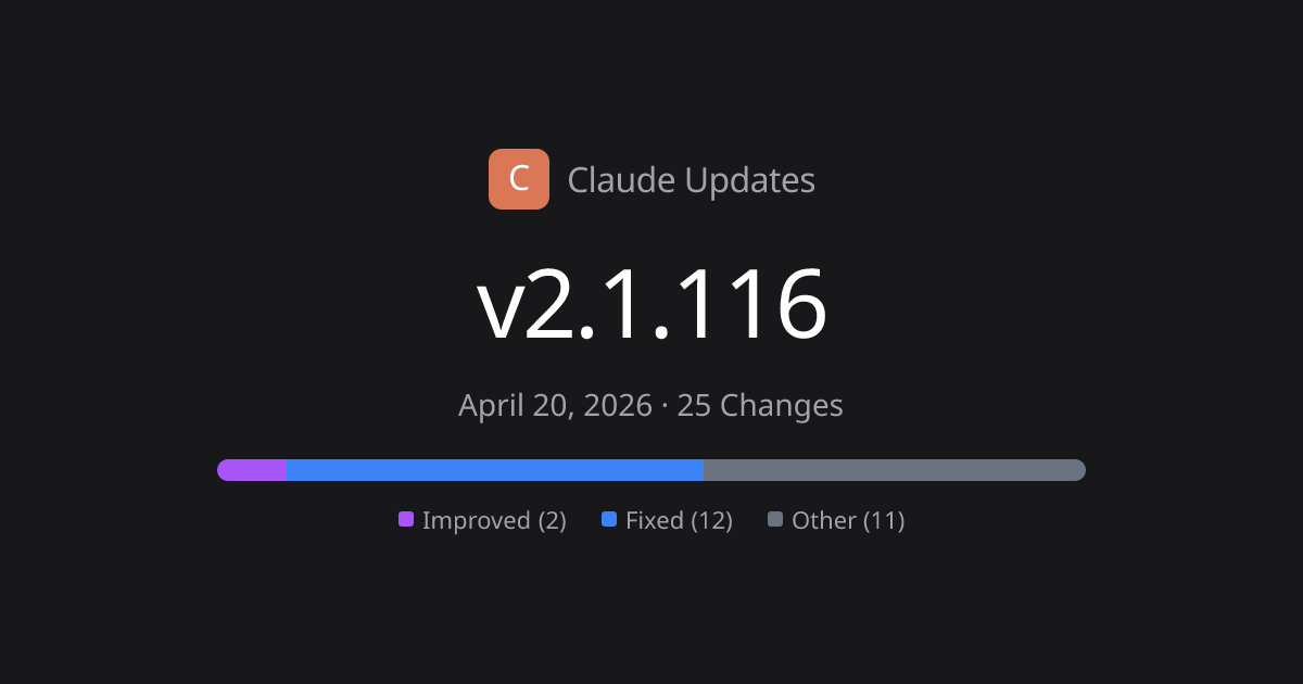 Claude Code v2.1.116 Release Notes - 25 Changes | Claude Updates