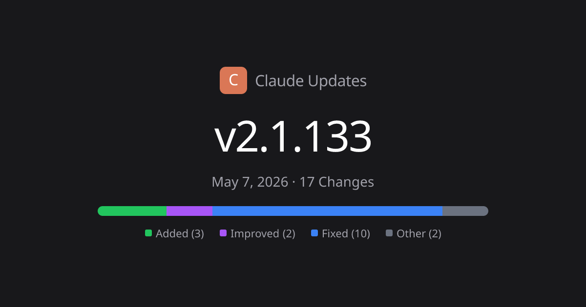 Claude Code v2.1.133 Release Notes - 17 Changes | Claude Updates
