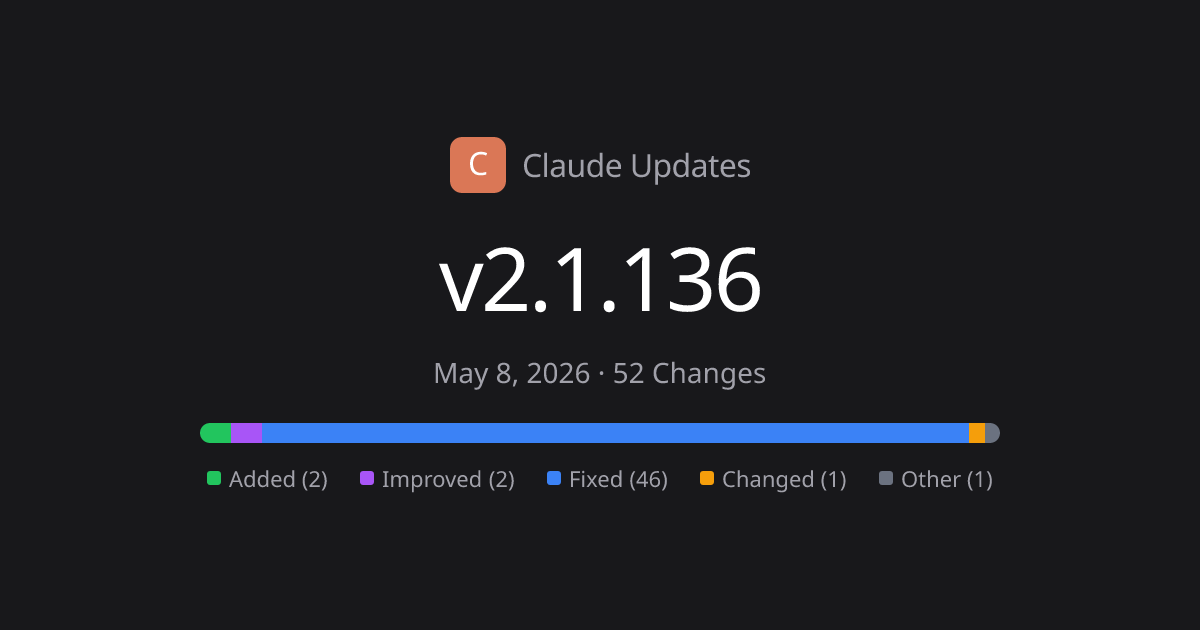 Claude Code v2.1.136 Release Notes - 52 Changes | Claude Updates