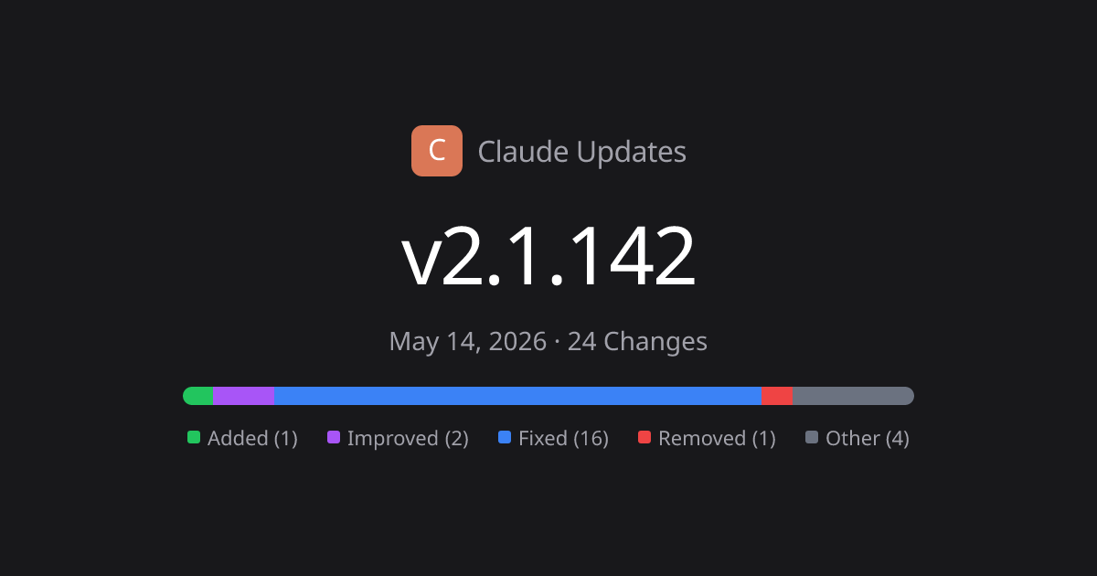 Claude Code v2.1.142 Release Notes - 24 Changes | Claude Updates