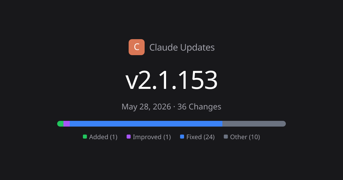 Claude Code v2.1.153 Release Notes - 36 Changes | Claude Updates