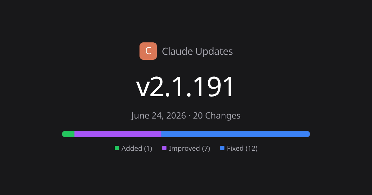 Claude Code v2.1.191 Release Notes - 20 Changes | Claude Updates