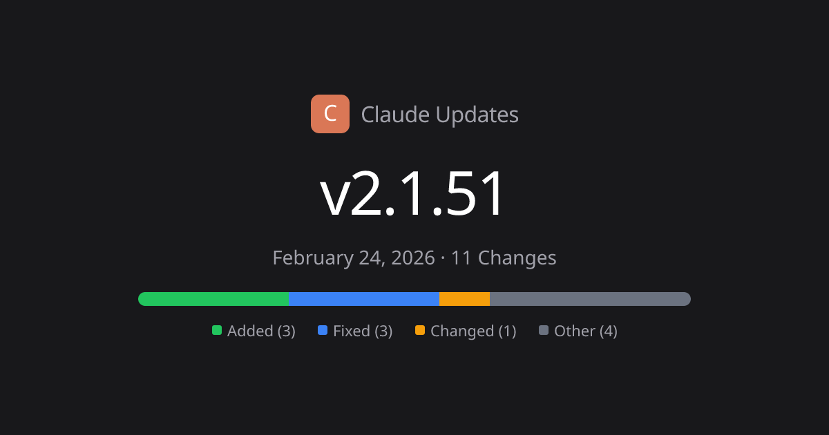 Claude Code v2.1.51 Release Notes - 11 Changes | Claude Updates