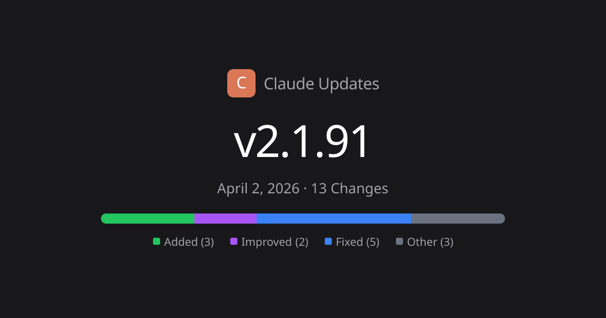 Claude Code v2.1.91 Release Notes - 13 Changes | Claude Updates